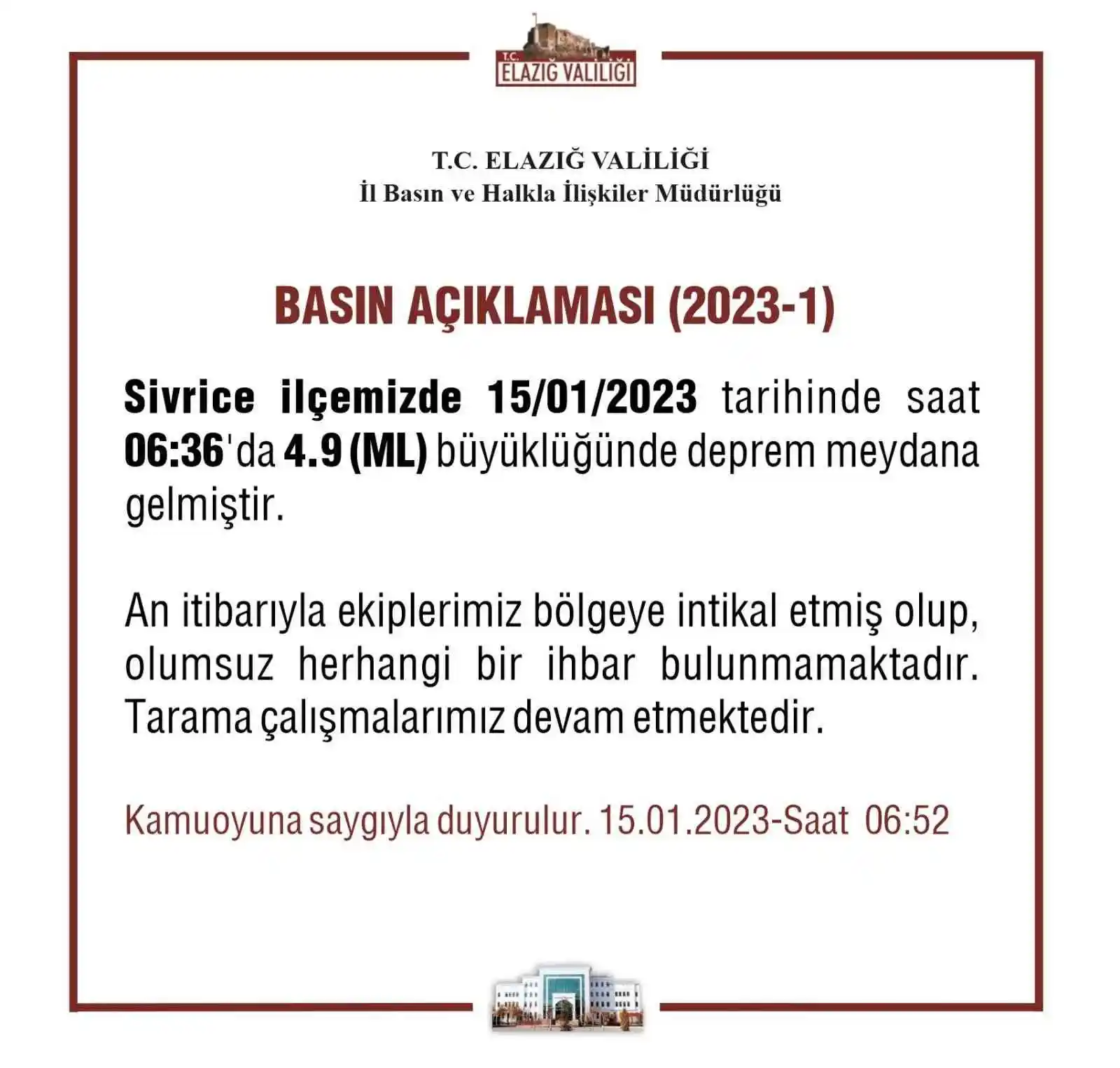 Elazığ'da 23 artçı deprem yaşandı
