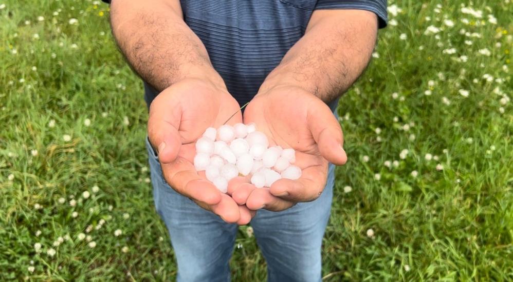 Sarıkamış'ı dolu vurdu