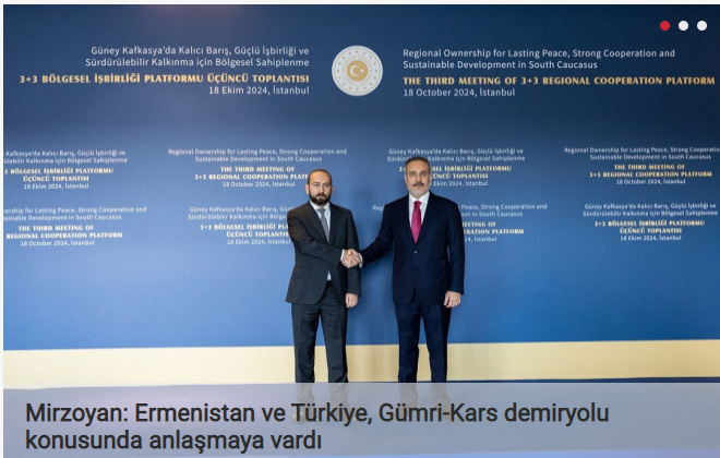 Mirzoyan: Ermenistan ve Türkiye, Gümri-Kars demiryolu konusunda anlaşmaya vardı