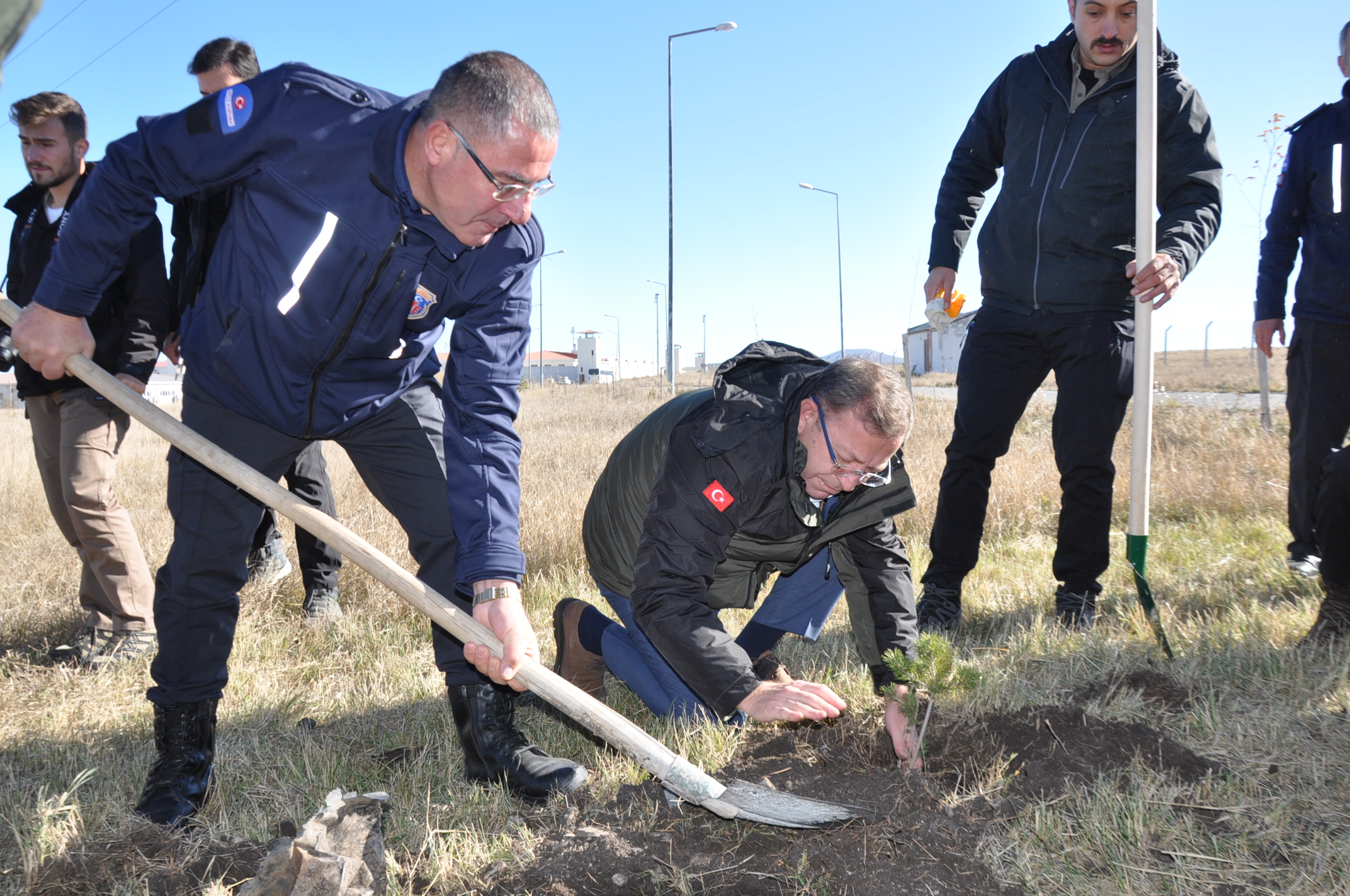 Kars'ta fidanlar toprakla buluşuyor